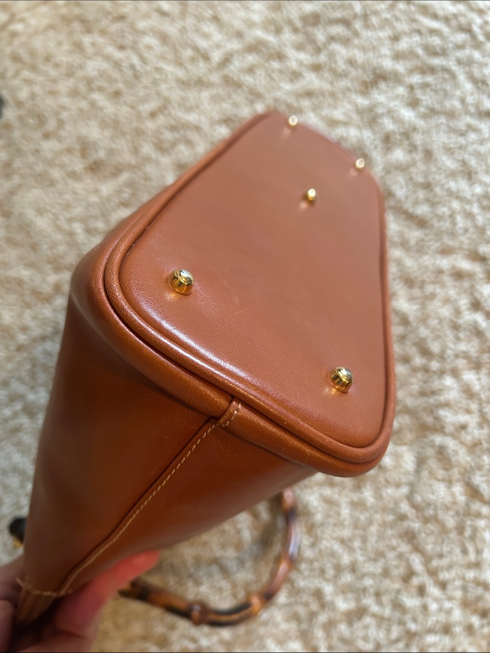 Gucci Bamboo Brown Leather Two Way Shoulder Hand Bag- Gorgeous! - Picture 5 of 11
